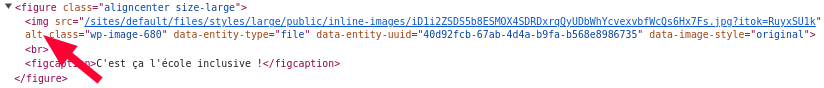 Le code HTML de l'image sans une alternative textuelle